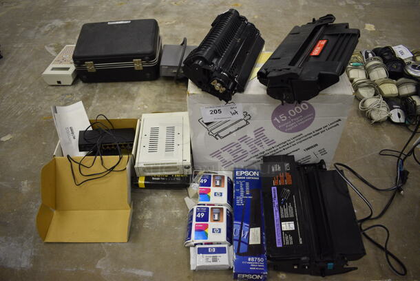 ALL ONE MONEY! Lot of Ink and Ribbon Cartridges and Unicom Micro-Net5 and Mobile Rack. (Main Building)