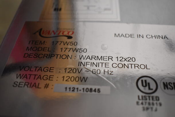 IN ORIGINAL BOX! Avantco 177W50 Stainless Steel Commercial Countertop Food Warmer. 120 Volts, 1 Phase. 14.5x23x9. Tested and Working! - Image 5 of 5
