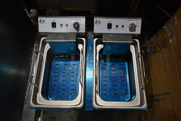 BRAND NEW SCRATCH AND DENT! Cooking Performance Group CPG 351EF302 Stainless Steel Commercial Countertop Electric Powered Deep Fat Fryer w/ 2 Metal Fry Baskets. 208-240 Volts, 1 Phase.  - Image 3 of 7