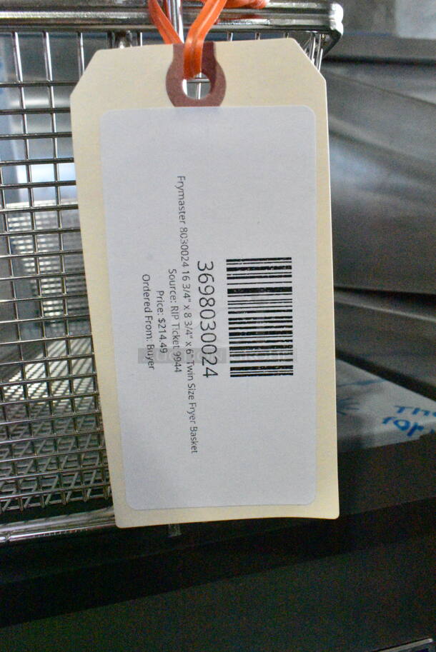 4 BRAND NEW SCRATCH AND DENT! Items Including 3698030024 Frymaster 8030024 16 3/4" x 8 3/4" x 6" Twin Size Fryer Basket, 3698030437 Frymaster 8030437 8" x 12 5/8" x 7" Dual Fryer Basket, 3698030306 Frymaster 8030306 15 7/8" x 7 5/8" x 7 3/8" Twin Size Fryer Basket, 3698030304 Frymaster 8030304 16 3/4" x 8 3/4" x 6" Twin Size Fryer Basket. 4 Times Your Bid!  - Image 4 of 10