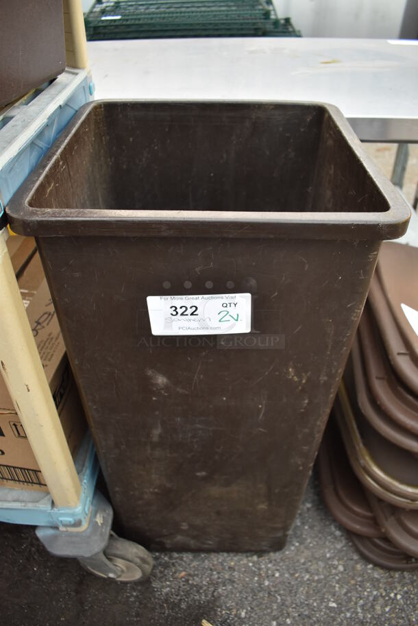 2 Various Poly Trash Cans; Brown and Black. Includes 14.5x14.5x28. 2 Times Your Bid!