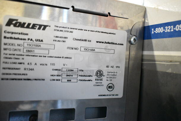 BRAND NEW SCRATCH AND DENT! Follett 15CI100A 15 Series Air Cooled Countertop Ice Maker and Water Dispenser - 15 lb. Storage. 115 Volts, 1 Phase. Tested and Working! - Image 7 of 8