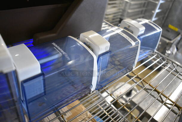 4 Blue and White Poly Soap Dispensers. 4.5x4.5x6. 4 Times Your Bid! - Image 3 of 3