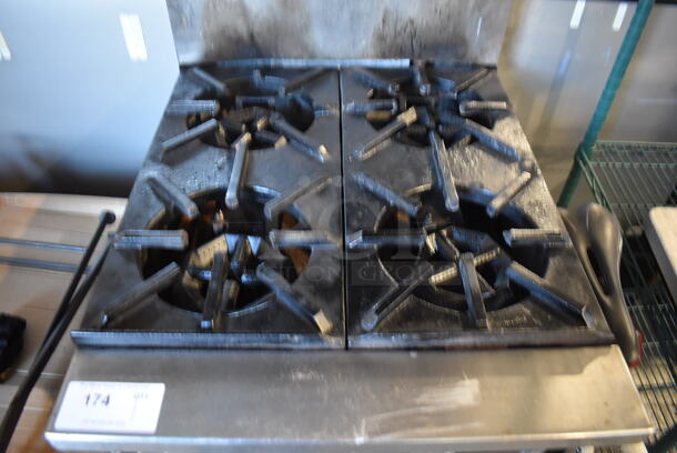 Jade Range Stainless Steel Commercial Natural Gas Powered 4 Burner Range w/ Salamander Cheese Melter, Oven and Back Splash on Commercial Casters. 24x32x76 - Image 4 of 9