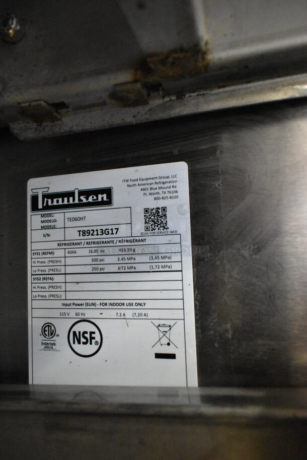 2017 Traulsen TE060HT-ZLB01 Stainless Steel Commercial 2 Drawer Chef Base on Commercial Casters. 115 Volts, 1 Phase. Tested and Working! - Image 7 of 7