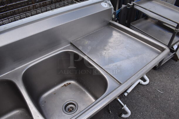 Stainless Steel Commercial 3 Bay Sink w/ Right Side Drain Board, Faucet and Handles. Bays 16x19x13. Drain Board 17x21x1 - Image 6 of 6