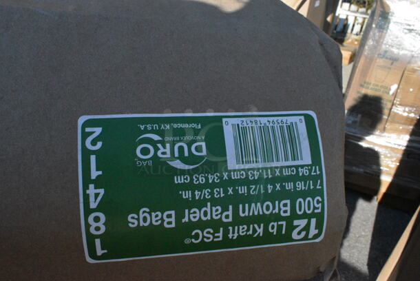 23 BRAND NEW Boxes Including 500LFLAT Choice Clear Flat Lid with Straw Slot - 9, 12, 16, 20, and 24 oz. - 1000/Case, Solo 626TS Clear Flat Lid with Straw Slot - 1000/Case, 127SB32COMBO Choice 32 oz. Clear Plastic Salad Bowl with Lid - 150/Case, 433BR10513C Choice 10" x 5" x 13" Natural Kraft Paper Customizable Shopping Bag with Handles - 250/Case, 50HT1 White Foam Hinged Lid Container, 500CC32P Choice Heavy Duty 32 oz. Pedestal Heavy Weight Clear PET Plastic Cold Cup - 500/Case. 23 Times Your Bid!  - Image 10 of 12