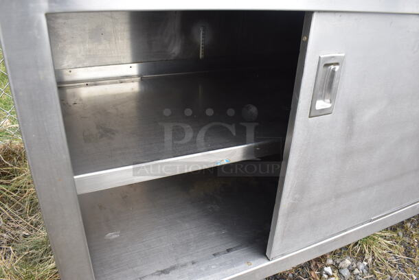Stainless Steel Commercial Counter w/ Sink Basin, Handles, Faucet, Back Splash and Doors. 108x32x41. Bay 20x20x12 - Image 7 of 7