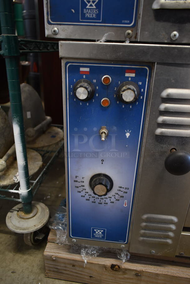 2 Bakers Pride Stainless Steel Commercial Natural Gas Powered Single Deck Pizza Ovens w/ Thermostatic Controls and 1 Deck of Cooking Stones. 208 Volts, 3 Phase. Comes w/ 4 Legs. 2 Times Your Bid! - Image 4 of 7