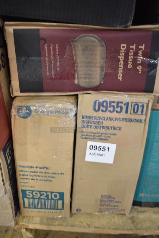 PALLET LOT of 64 BRAND NEW Boxes Including Tork 552120 Towel Dispenser, Tork 473200 Toilet Paper Dispenser, Georgia Pacific 59206 Toilet Paper Dispenser, Twin Toilet Tissue Dispenser, Tork 93T Towel Dispenser, Tork 302030 Towel Dispenser, Georgia Pacific 59210 Toilet Paper Dispenser, Kimberly Clark 0955101 Dispenser, Purell White Soap Dispenser, Sterno Green Wick Chafing Dish Fuel, Kimberly Clark 48857 Dispenser, Bed Risers. 64 Times Your Bid! - Image 10 of 12