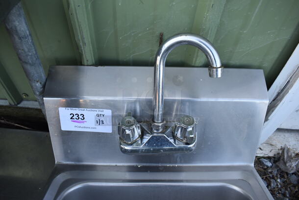 Stainless Steel Commercial Single Bay Wall Mount Sink w/ Faucet and Handles. 17x16x27 - Image 3 of 4