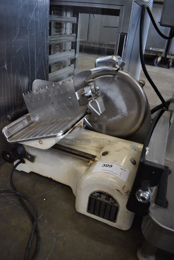 US Slicing Machine Metal Commercial Countertop Meat Slicer w/ Blade Sharpener. 115 Volts, 1 Phase. 21x15x17. Tested and Does Not Power On - Image 2 of 5