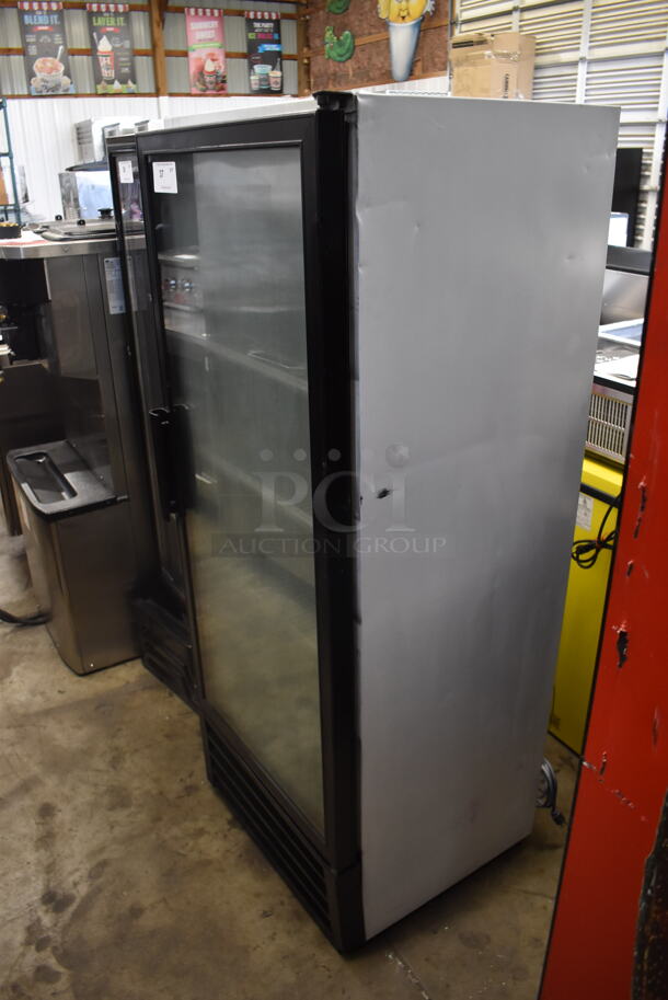 Fortune CTM-062 Commercial Stainless Steel Single Glass Door Merchandiser Cooler With Black Trim And Polycoated Shelves. 110-120V. Tested and Powers On But Does Not Get Cold - Image 3 of 5