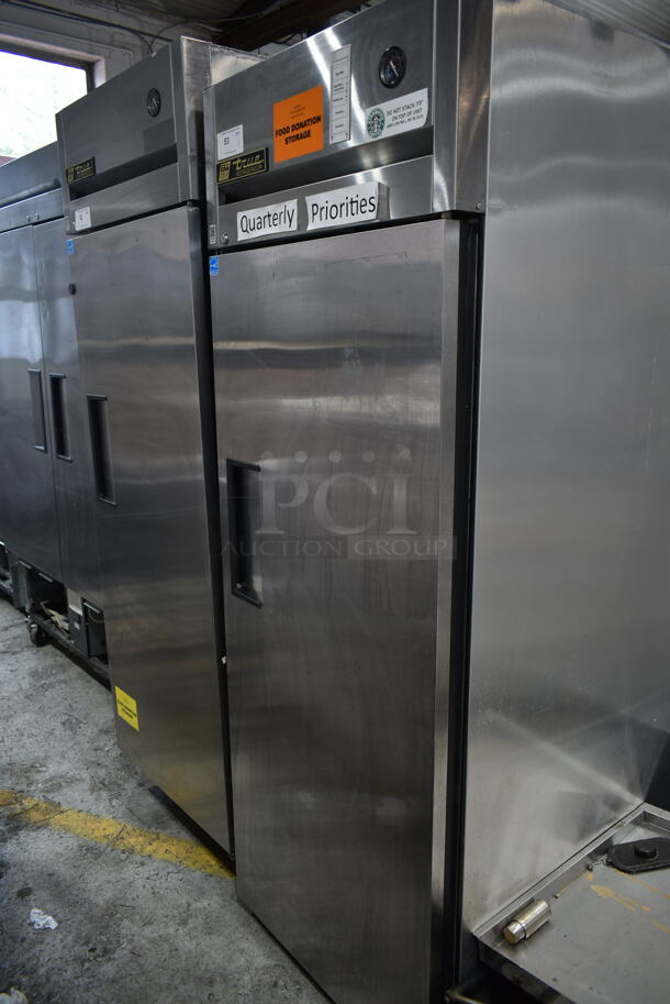 2013 True TG1R-1S ENERGY STAR Stainless Steel Commercial Single Door Reach In Cooler w/ Poly Coated Racks. 115 Volts, 1 Phase. Tested and Working!