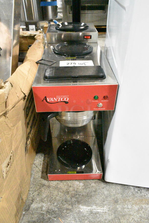 BRAND NEW SCRATCH AND DENT! Avantco 177CMA1L2U Automatic Coffee Maker with 3 Decanter Warmers. 120 Volts, 1 Phase.  - Image 2 of 6