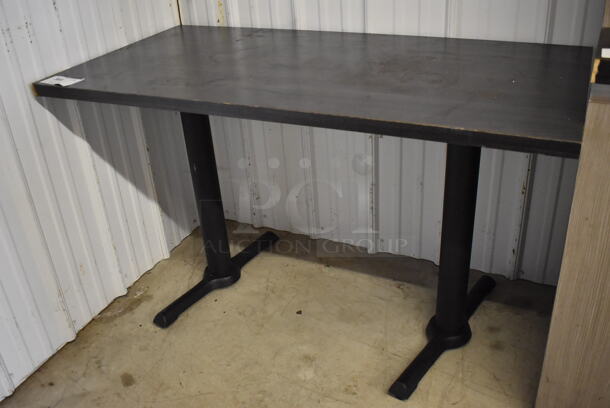 Wood Pattern Table on 2 Black Metal Straight Leg Table Bases. 48x24x29 - Image 4 of 5