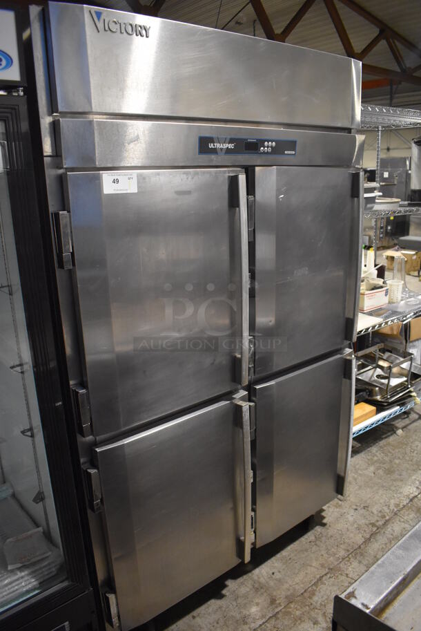 Victory RSA-2D-S1-HD-SPEC27 Stainless Steel Commercial 4 Half Size Door Reach In Cooler on Commercial Casters. 115 Volts, 1 Phase. 52x35x84. Tested and Working! - Image 2 of 7