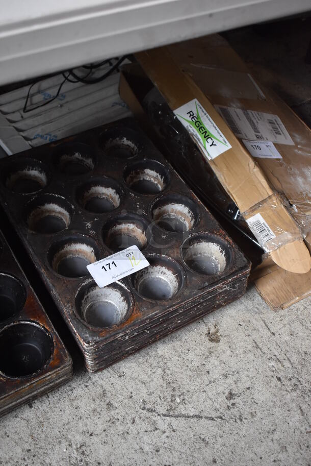 12 Metal 12 Cup Muffin Baking Pans. 12 Times Your Bid! - Image 2 of 3
