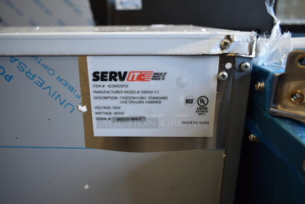 BRAND NEW SCRATCH AND DENT! 2022 ServIt 423WDSFS1 Stainless Steel Commercial Countertop Electric Powered Single Drawer Warming Drawer. 120 Volts, 1 Phase. Tested and Working! - Image 7 of 7