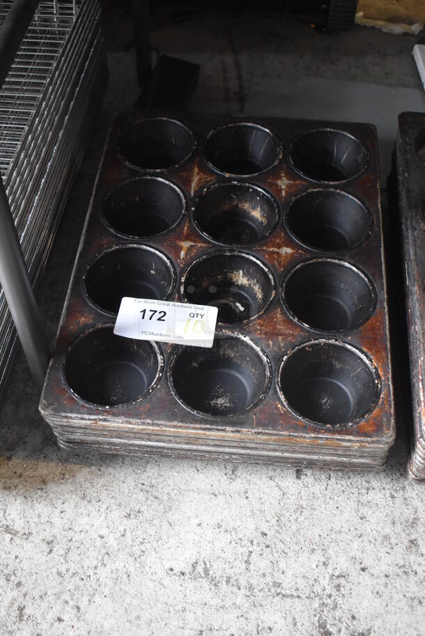 10 Metal 12 Cup Muffin Baking Pans. 10 Times Your Bid!
