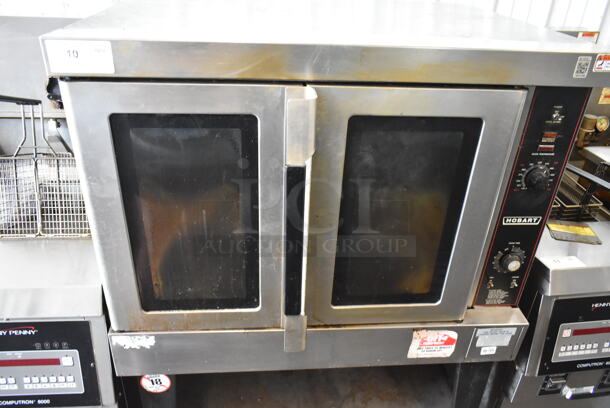 Hobart HGC5 Stainless Steel Commercial Propane Gas Powered Full Size Convection Oven w/ View Through Doors, Metal Oven Racks and Thermostatic Controls on Metal Legs.  - Image 3 of 6