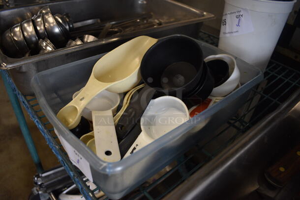ALL ONE MONEY! Lot of Various Poly Utensils in Blue Tinted Poly Bin! - Image 2 of 4