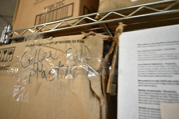 ALL ONE MONEY! Lot of 6 Tiers of Various Items Including Poly Drop In Bins, Candle Holders, Poly Pitchers and Glassware. Does Not Include Shelving Unit.   - Image 8 of 12