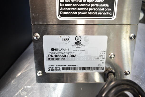 BRAND NEW SCRATCH AND DENT! 2023 Bunn OHW Stainless Steel Commercial Countertop Hot Water Dispenser. 120 Volts, 1 Phase.  - Image 5 of 5