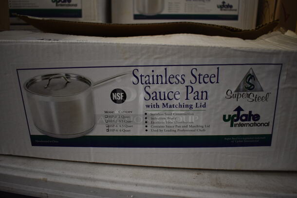 BRAND NEW IN BOX! Update SSP-6 Stainless Steel 6 Quart Sauce Pot w/ Lid. 18x10x5 - Image 2 of 3