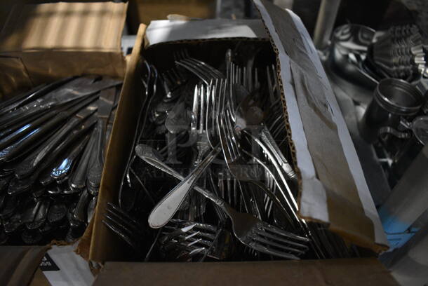 ALL ONE MONEY! Lot of 3 Boxes of Silverware; Spoons, Knives and Forks - Image 4 of 5