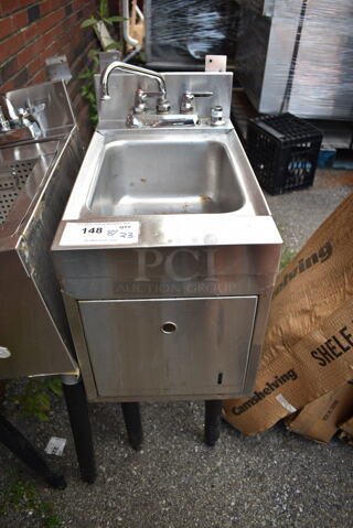 Stainless Steel Commercial Single Bay Sink w/ Faucet, Handles.
