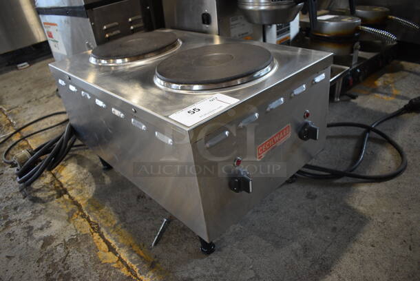 Cecilware Stainless Steel Commercial Countertop Electric Powered 2 Burner Hot Plate Range. 15x23.5x15. Cannot Test Due To Plug Style - Image 2 of 5