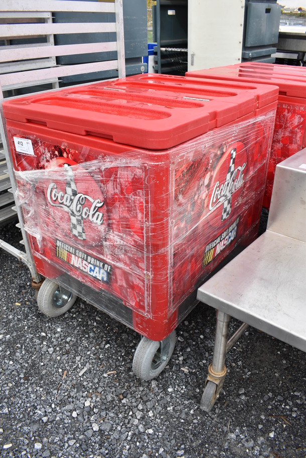Red Poly Insulated Portable Ice Bin Cart on Casters. 27x33x37 - Image 3 of 6