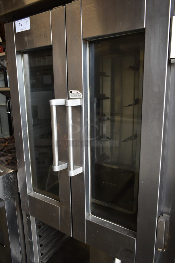 Baxter Stainless Steel Commercial Electric Powered Floor Style Mini Rotating Rack Oven on Double Pan Rack w/ Commercial Casters. 250 Volts, 3 Phase.  - Image 3 of 10