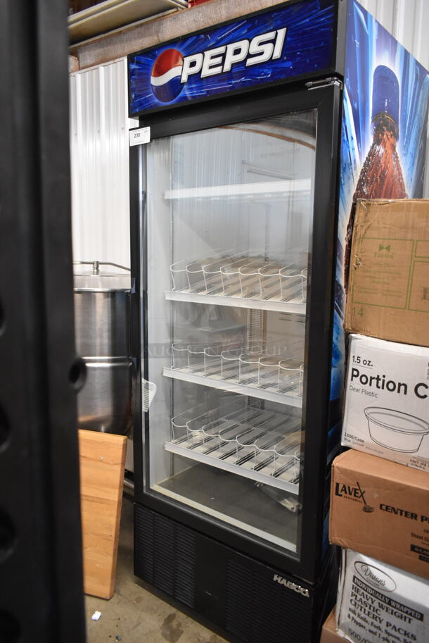 Habco ESM28 Metal Commercial Single Door Reach In Cooler Merchandiser w/ Poly Coated Racks. 115 Volts, 1 Phase. Tested and Powers On But Does Not Get Cold - Image 1 of 3
