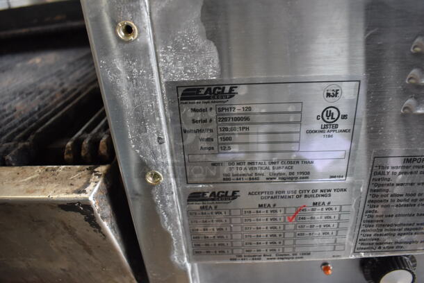 BRAND NEW SCRATCH AND DENT! Eagle SPHT2-120 Stainless Steel Commercial Electric Powered 2 Well Steam Table w. Under Shelf. 120 Volts, 1 Phase. 33x24x36. Tested and Working! - Image 6 of 7