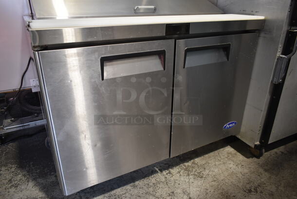 2020 Atosa MSF8302GR Stainless Steel Commercial Sandwich Salad Prep Table Bain Marie Mega Top w/ 12 Stainless Steel 1/6 Size Drop In Bins on Commercial Casters. 115 Volts, 1 Phase. Tested and Working! - Image 3 of 7