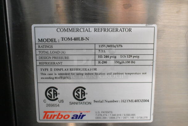 Turbo Air TOM-40LB-N Metal Commercial Open Grab N Go Merchandiser. 115 Volts, 1 Phase. Tested and Working! - Image 5 of 6