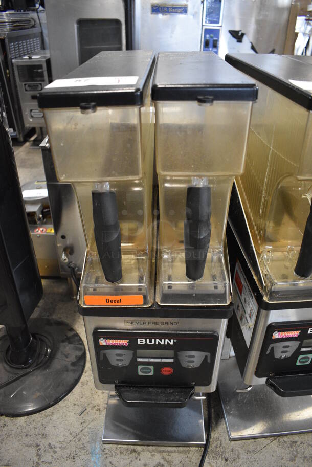 2013 Bunn Model MHG Stainless Steel Commercial Countertop 2 Hopper Coffee Bean Grinder. 120 Volts, 1 Phase. 9.5x16.5x29.5. Tested and Working! - Image 1 of 6
