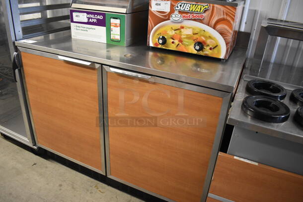 Duke Model RUF-48M Stainless Steel 2 Door Work Top Cooler w/ Backsplash and Wood Pattern Doors. 120 Volts, 1 Phase. 48x30x40. Tested and Working! - Image 2 of 5