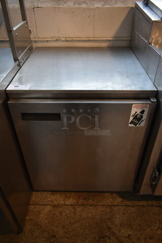 Delfield 406CA-DD1 Stainless Steel Commercial Single Door Undercounter Cooler on Commercial Casters. 115 Volts, 1 Phase. Tested and Powers On But Does Not Get Cold