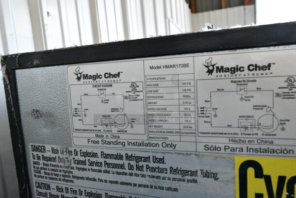Magic Chef HMAR170BE Metal Mini Cooler. 115 Volts, 1 Phase. Tested and Working! - Image 5 of 5