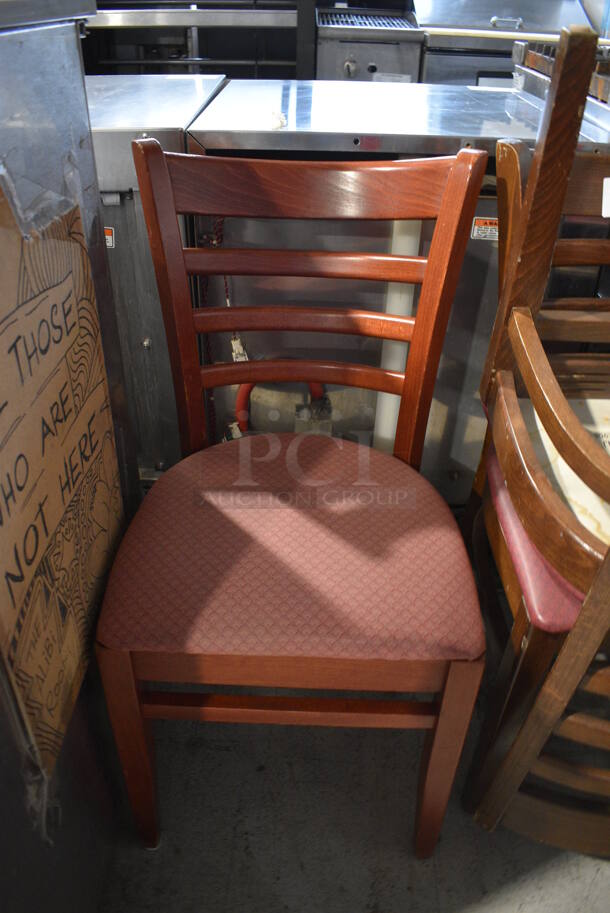 3 Various Wooden Dining Chairs w/ Patterned Seat Cushion. 17x17x34. 3 Times Your Bid!