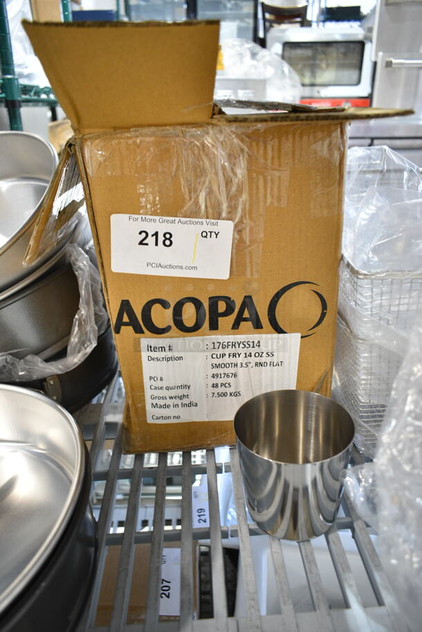 BRAND NEW SCRATCH AND DENT! Box of 48 Acopa 176FRYSS14 16 oz. Smooth Stainless Steel Appetizer / French Fry Holder with Flat Top - Image 2 of 5
