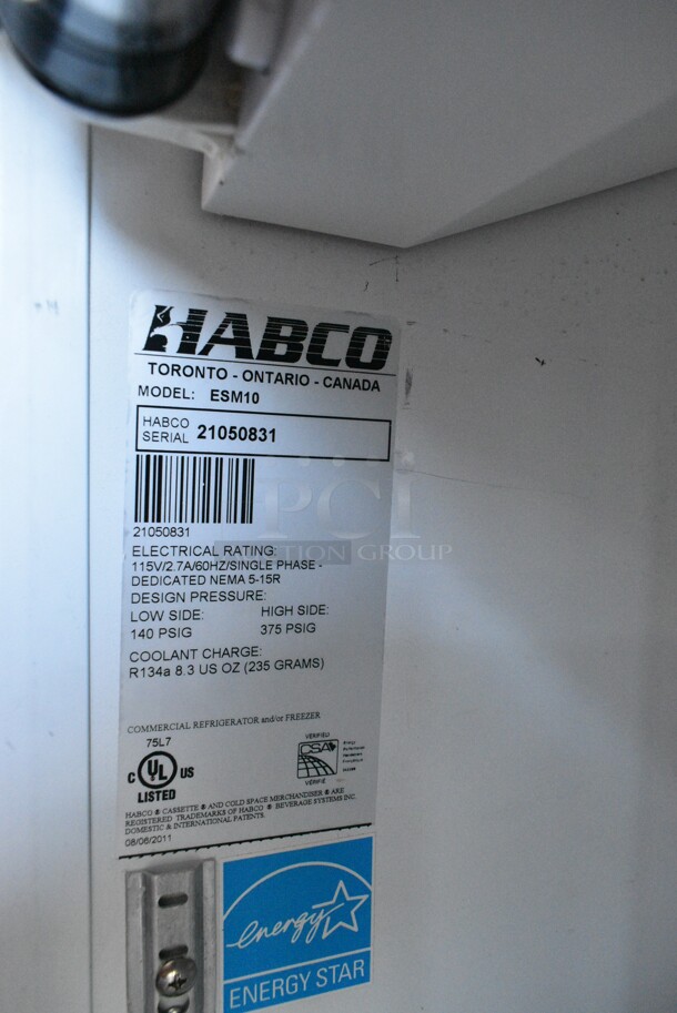 2021 Habco ESM10 Metal Commercial Single Door Reach In Cooler Merchandiser w/ Poly Coated Racks. 115 Volts, 1 Phase. Tested and Working! - Image 4 of 4