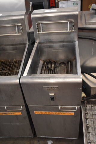 2015 Frymaster SR14ESD Stainless Steel Commercial Floor Style Electric Powered Deep Fat Fryer. 208 Volts, 3 Phase. 