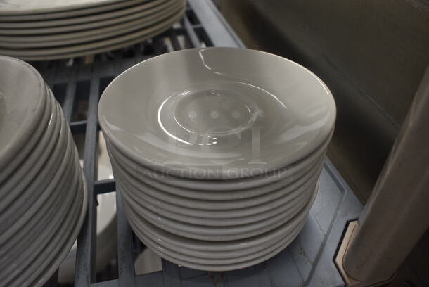 13 White Ceramic Saucers. 4.75x4.75x1. 13 Times Your Bid!