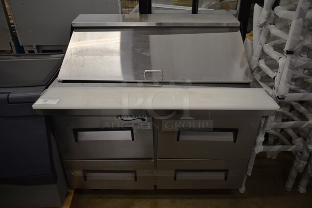 BRAND NEW SCRATCH AND DENT! Avantco SCLM2-4D Stainless Steel Commercial Sandwich Salad Prep Table Bain Marie Mega Top w/ 4 Drawers. 115 Volts, 1 Phase. Tested and Working!