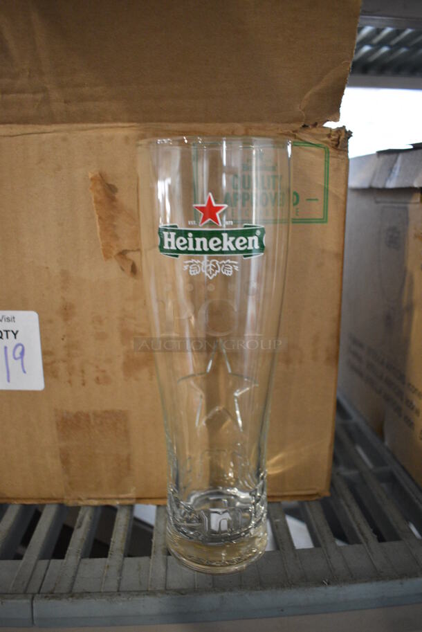 19 BRAND NEW IN BOX! Heineken Beverage Glasses. 3x3x9. 19 Times Your Bid! 