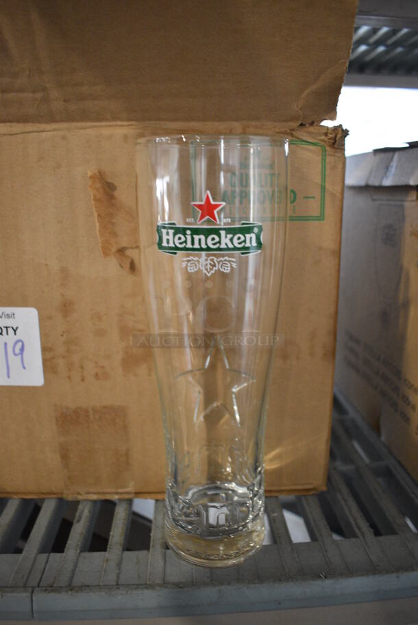 19 BRAND NEW IN BOX! Heineken Beverage Glasses. 3x3x9. 19 Times Your Bid!  - Image 1 of 3